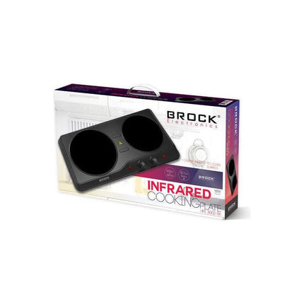 BROCK 2-Pits Infrarood Elektrische Kookplaat – 1200 + 800W – Glazen Platen – Compact & Krachtig – Zwart