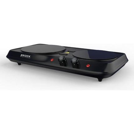 BROCK 2-Pits Infrarood Elektrische Kookplaat – 1200 + 800W – Glazen Platen – Compact & Krachtig – Zwart