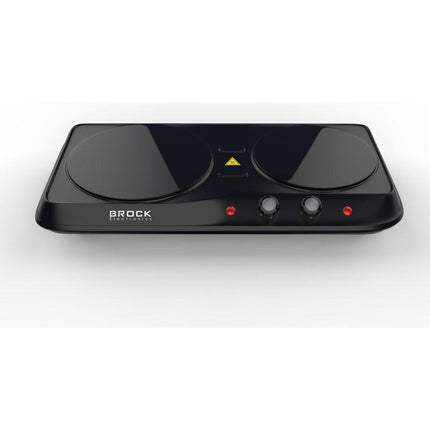 BROCK 2-Pits Infrarood Elektrische Kookplaat – 1200 + 800W – Glazen Platen – Compact & Krachtig – Zwart