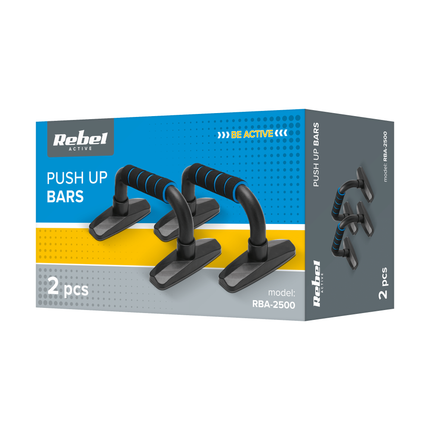 Rebel Active Fitness Push-up Handvatten Set Van 2 - Push Up Bars Opdruksteunen Foam Handvaten Antislip - Zwart