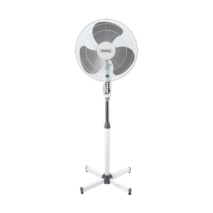 Rosberg Staande Ventilator 40 cm – 45W – 3 Snelheden – Oscillerend – Verstelbare Hoogte – Wit/Grijs
