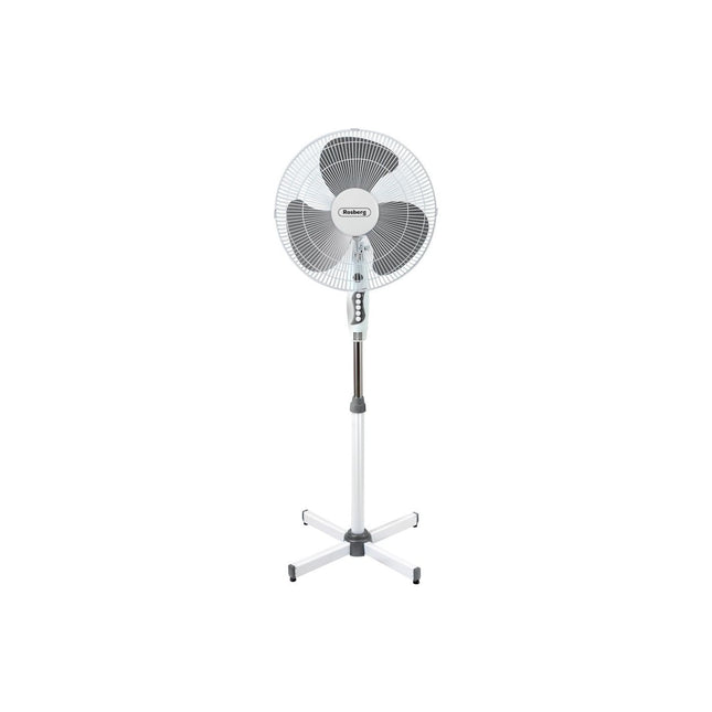 Rosberg Staande Ventilator 40 cm – 45W – 3 Snelheden – Oscillerend – Verstelbare Hoogte – Wit/Grijs