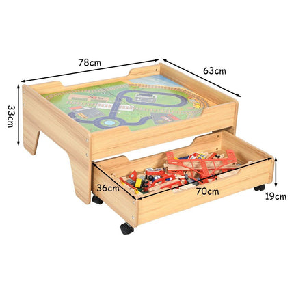 Trendmix 2-in-1 Houten Montessori Treinset En Speeltafel Met Lade 78 x 63 x 33 Cm - 100 Delige Speelset - STEM Speelgoed