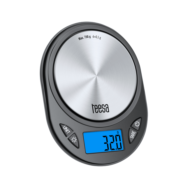 Teesa digitale precisieweegschaal RVS / zwart TSA0807