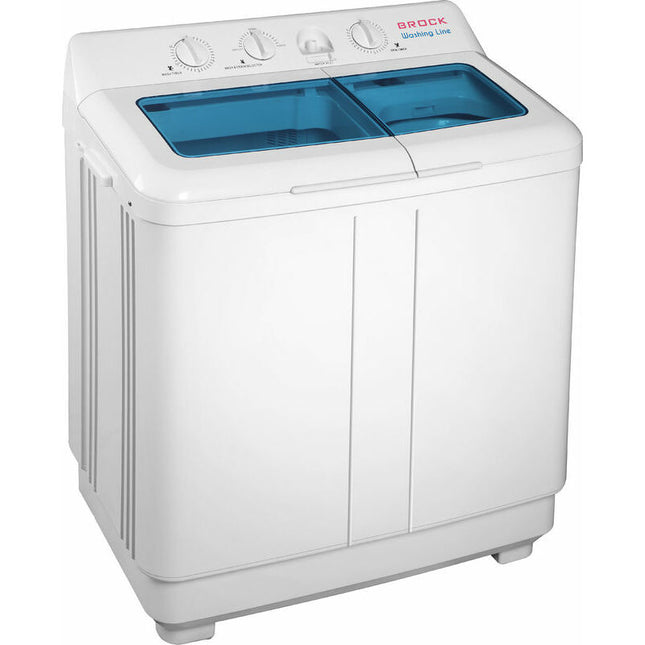 Brock XXL Grote camping wasmachine met dubbele Trommel 8,5KG was Capaciteit - 6,5Kg Centrifuge Capaciteit - Perfect voor Campers, Studio's, Flats of Camping - 79 x 41 x 94 cm -  480W