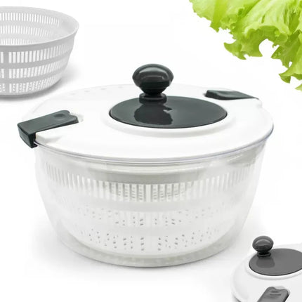 Meyerhoff Slacentrifuge 3L – Sladroger / Slazwierder – Kunststof – Wit – Voor Groenten, Fruit & Sla – Handmatig Draaibaar – Ø24 cm