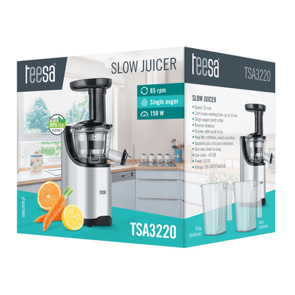 Teesa slow juicer BPA-vrij geschikt voor groente en fruit RVS TSA3220