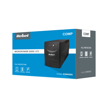 UPS Noodstroomvoorziening 2000VA / 1200W – Offline UPS – 4 Stopcontacten – AVR – Zwart