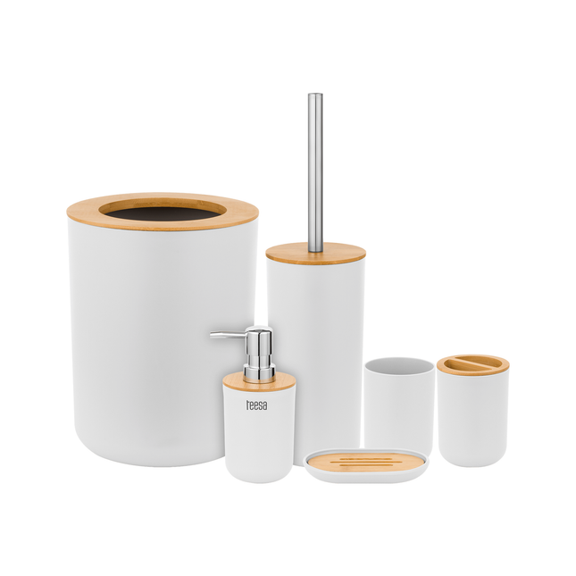 Teesa TSA0400-W 6 delige bamboe badkamer accessoires set wit