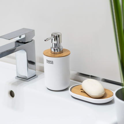 Teesa TSA0400-W 6 delige bamboe badkamer accessoires set wit
