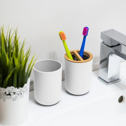 Teesa TSA0400-W 6 delige bamboe badkamer accessoires set wit