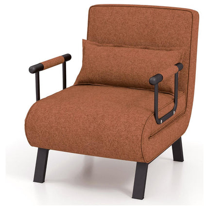 2de kansje Trendmix 4-in-1 Uitklapbare Slaapstoel Belastbaar Tot 150 kg Bruin/Koffie - Inklapbare Slaapbank Met 6 Standen Verstelbare Rugleuning - Modern Design Logeerbed - Slaapfauteuil