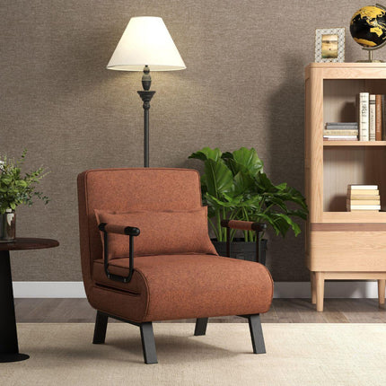 2de kansje Trendmix 4-in-1 Uitklapbare Slaapstoel Belastbaar Tot 150 kg Bruin/Koffie - Inklapbare Slaapbank Met 6 Standen Verstelbare Rugleuning - Modern Design Logeerbed - Slaapfauteuil