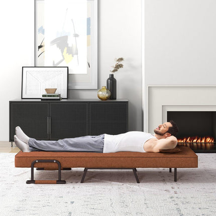 2de kansje Trendmix 4-in-1 Uitklapbare Slaapstoel Belastbaar Tot 150 kg Bruin/Koffie - Inklapbare Slaapbank Met 6 Standen Verstelbare Rugleuning - Modern Design Logeerbed - Slaapfauteuil