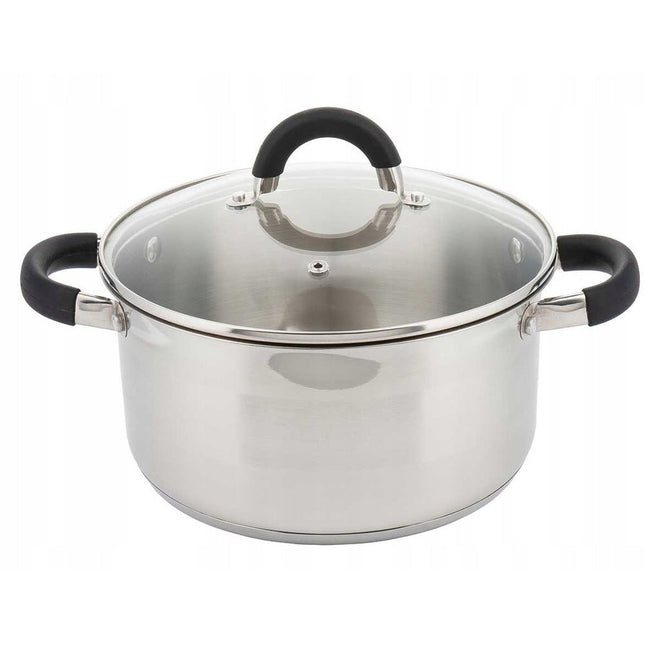 Kinghoff KH-4344 kookpan met glazen deksel RVS 20 x 10 cm 3L zilver
