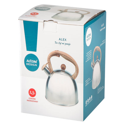 Altom Design Alex fluitketel geborsteld RVS / bruin 2.3 Liter - ook geschikt voor inductie