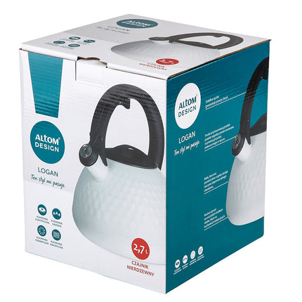 Altom Design Logan fluitketel RVS mat wit 2.7 Liter - ook geschikt voor inductie