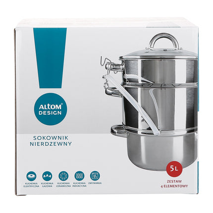 Altom Design professionele 6-delige sapcentrifuge pan/ juicer voor op het fornuis 5L RVS