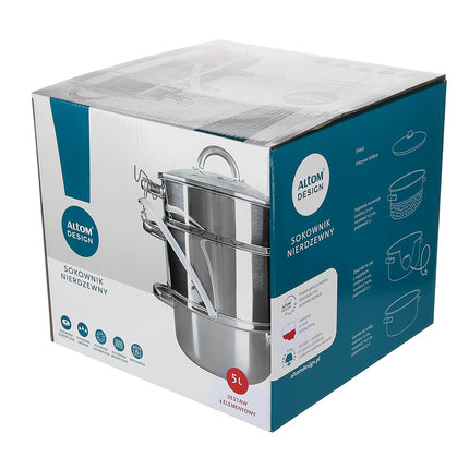 Altom Design professionele 6-delige sapcentrifuge pan/ juicer voor op het fornuis 5L RVS