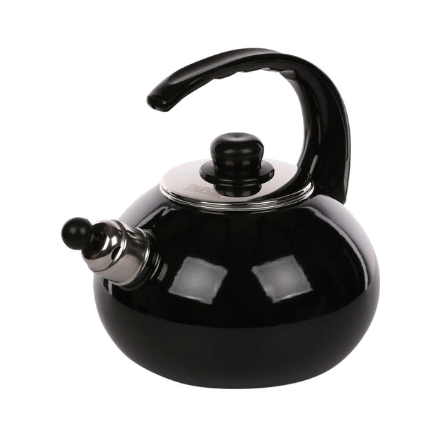 Altom Design Czajnik handgemaakte fluitketel emaille zwart 2.5 liter - ook geschikt voor inductie