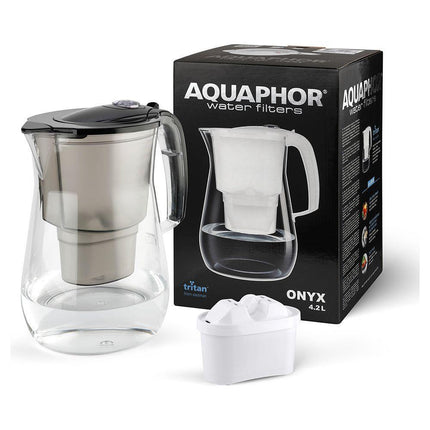 Aquaphor Waterfilterkan onyx 4.2 liter zwart met wisselpatroon Maxfor+