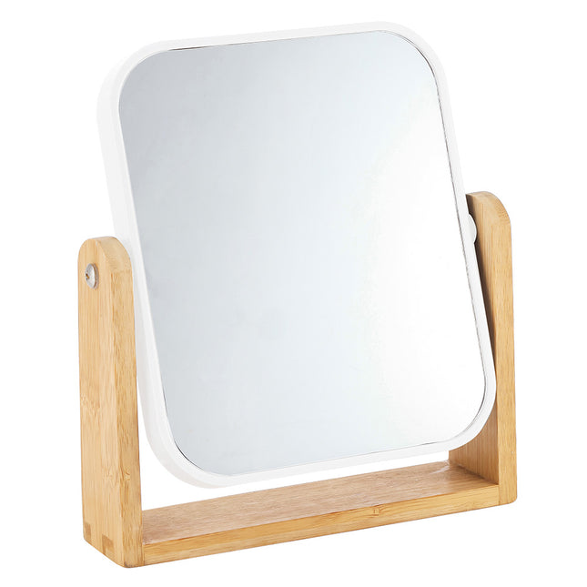 Altom Design make-up / badkamer spiegel bamboe normaal en 2x zoom 18 x 4,5 x 21 cm wit bruin