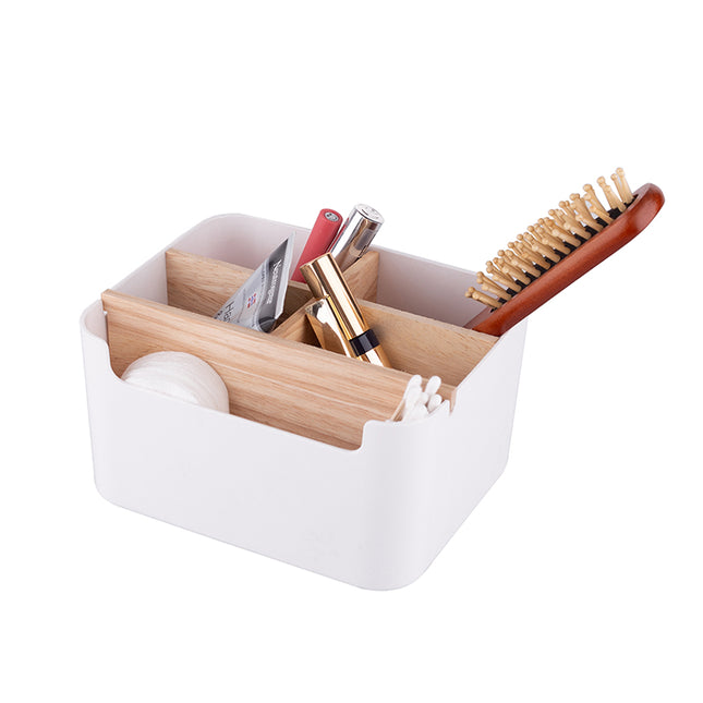 Altom design badkamer orginazer 5-vaks bamboe 18 x 14,5 x 9,5 cm wit bruin