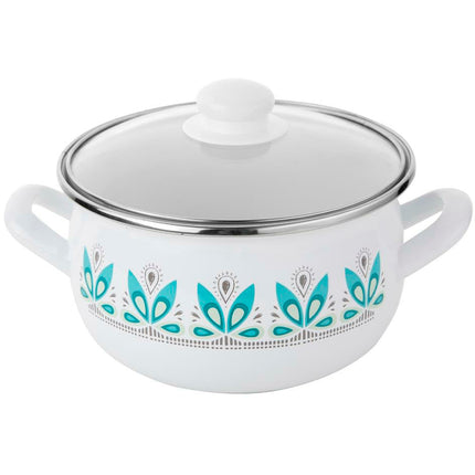 Emalia Vintage retro Camellia 8 delige emaille pannenset - geschikt voor inductie