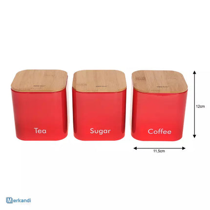 Kinghoff KH-1085 broodtrommel set rood RVS met hout 35 x 23 x 18,5 cm