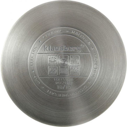 Klausberg KB-7172 lage kookpan met glazen deksel RVS 24 x 8cm 3.5L zilver