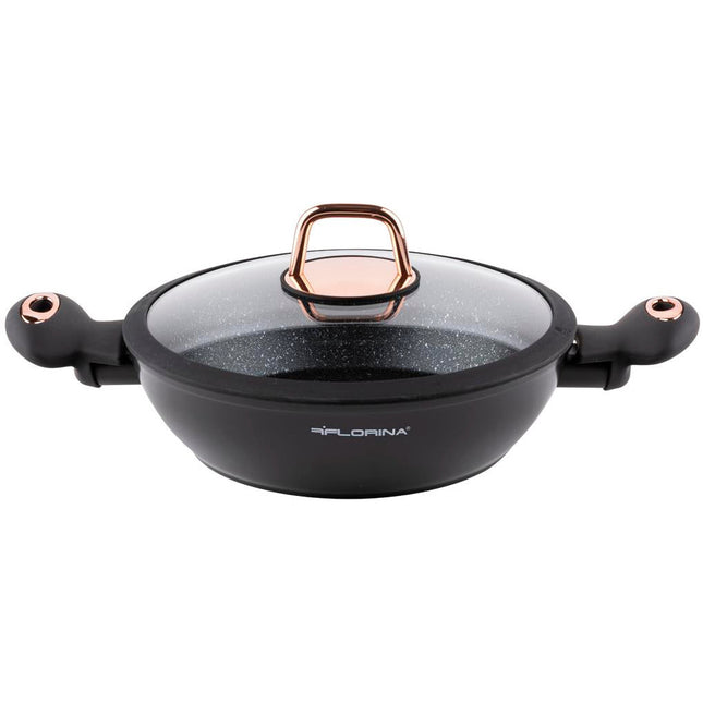 Florina Rosé Limited Edition kookpan / braadpan met deksel 2,5L 24cm zwart / rosé goud
