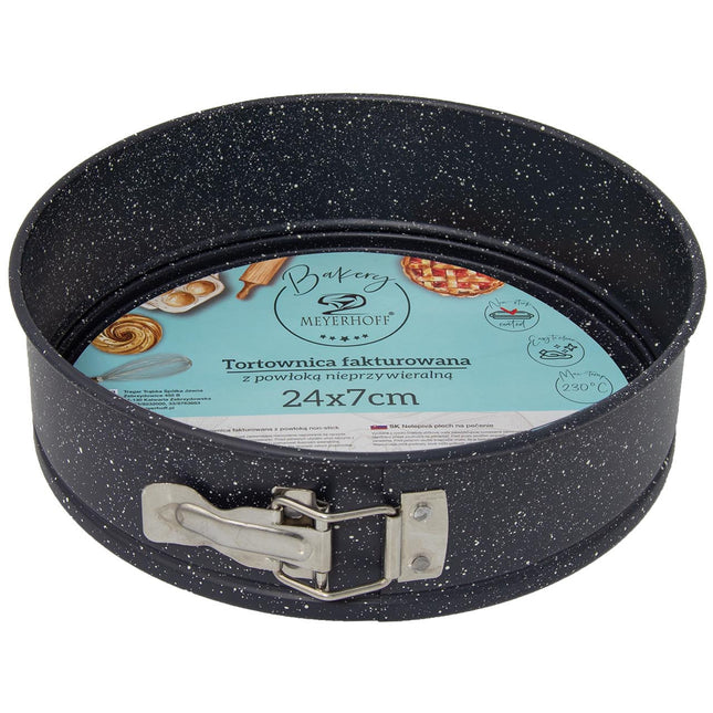 Meyerhoff Ronde Springvorm 24 cm – Taartvorm met Uitneembare Bodem – Antraciet Marmer – Non-Stick Coating – Voor Taart, Quiche & Ovenschotels – Ovenbestendig