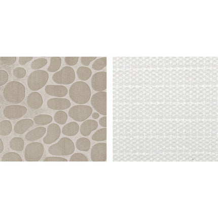 Antislip Badkamermatten Set 3-Delig – Crème 3D Stone Look Polyester Badmat & WC-Mat Set Met Veilige Grip