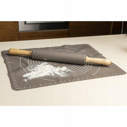 Florina Anide siliconen deegroller met houten handvat 48 cm taupe