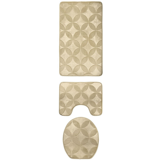 Homely Luxe 3-Delige Badkamermattenset – Crème – Met Antislip & Toiletbril Hoes – Zacht, Absorberend & Veilig – TR-5