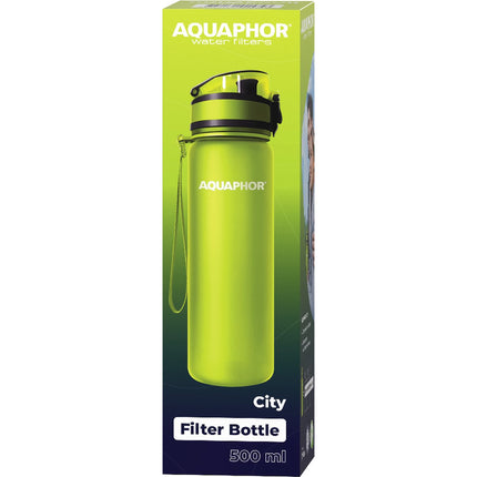 Aquaphor City Waterfles met Filter 500ml – Groen – BPA-vrij Tritan™ – Automatische Klep – Herbruikbare Drinkfles