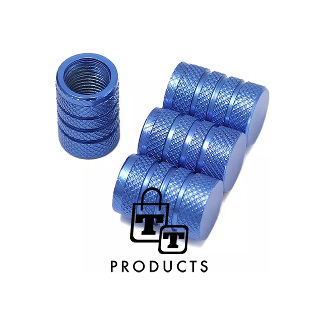 TT-products ventieldoppen 3-rings Blue aluminium 4 stuks blauw