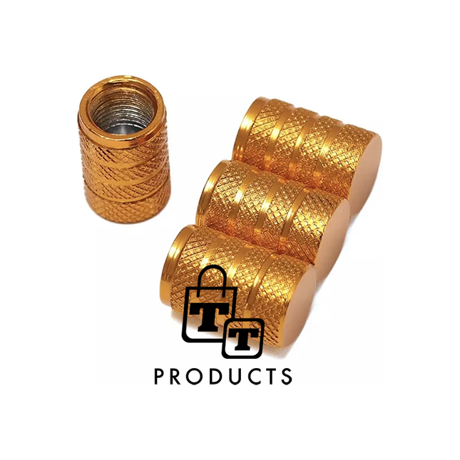 TT-products ventieldoppen 3-rings Gold aluminium 4 stuks goud