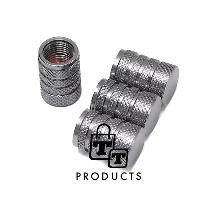 TT-products ventieldoppen 3-rings Grey aluminium 4 stuks grijs