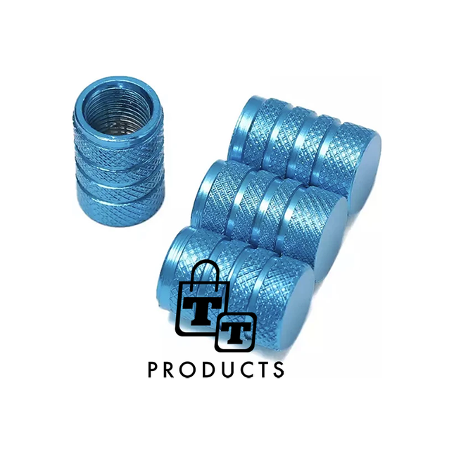 TT-products ventieldoppen 3-rings Light Blue aluminium 4 stuks lichtblauw