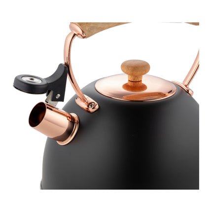 Florina Rose Limited Edition fluitketel RVS mat zwart met rosé accenten 2.5 Liter - ook geschikt voor inductie
