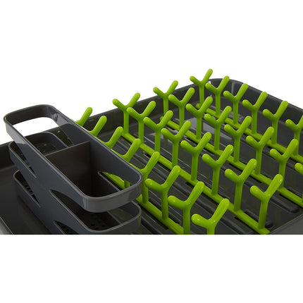 Meyerhoff Kunststof Afdruiprek 43 × 31 × 10 cm – Met Bestekhouder & Lekbak – Grijs/Groen – Duurzaam & Ruimtebesparend