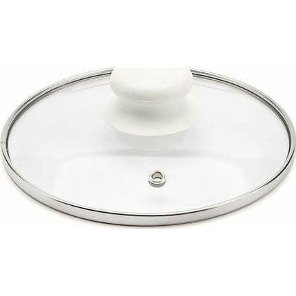 Emalia Diamond kookpan – 18 cm – 3,0 L – Wit – Retro geëmailleerd staal – Inclusief glazen deksel