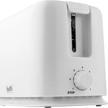 Botti Crosti Broodrooster – 2 Sneetjes – 800W – Wit – Compacte Toaster met 7 Bruiningsstanden – Ideaal voor Thuisgebruik – Duurzaam en Stijlvol