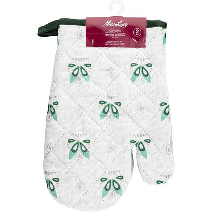 Miss Lucy Camelia ovenhandschoenen set van 2 stuks 18 x 25 cm wit
