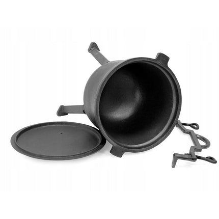 Meyerhoff Dutch Oven 15L – Gietijzeren Heksenketel met Afneembare Poten – Outdoor Pan voor Kampvuur of Open Vuur – Veilig Ventilerend Deksel – Zwart