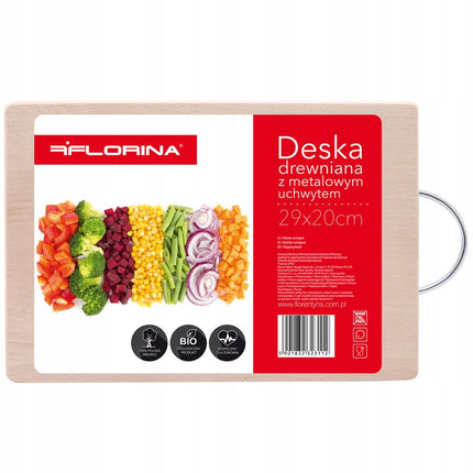 Florina luxe snijplank met metalen handvat beukenhout 29 x 20 cm