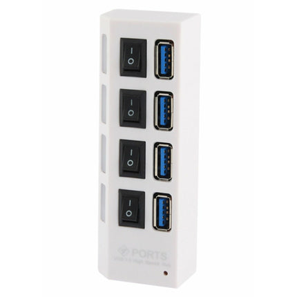 USB hub met 4 poorten met aan/uit schakelaars usb 3.0 wit