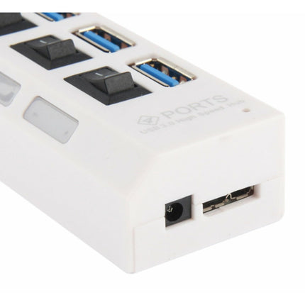 USB hub met 4 poorten met aan/uit schakelaars usb 3.0 wit