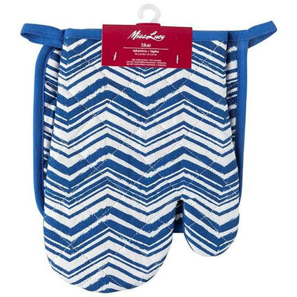 Miss Lucy Blue ovenhandschoen en pan lap set van 2 stuks 18 x 25 cm